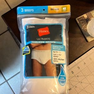 Hanes ultimate tagless briefs size 4X 3pk